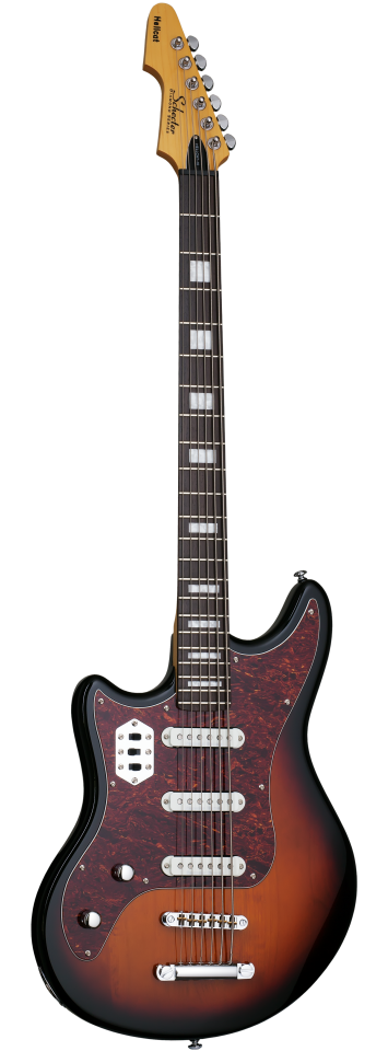 Schecter Hellcat-VI left-handed electric guitar in 3-Tone Sunburst (3TSB)