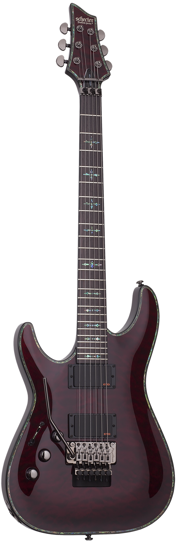 Schecter Hellraiser C-1 FR left-handed electric guitar in Black Cherry