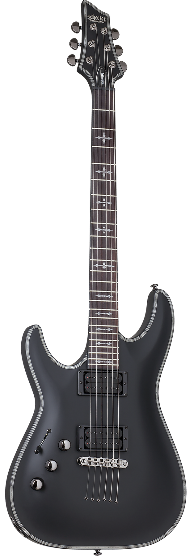 Schecter Hellraiser C-1 Passive left-handed electric guitar in Satin Black (SBK)