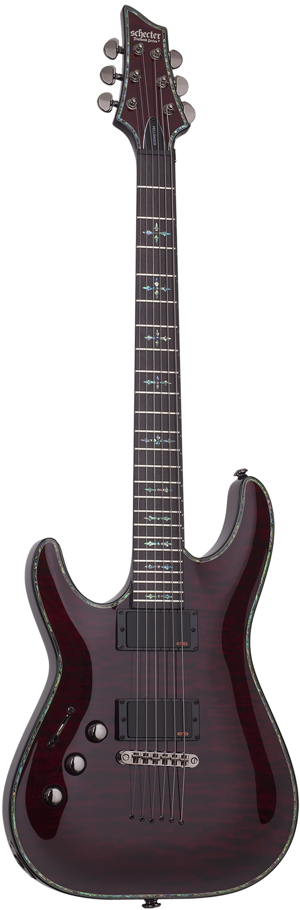 Schecter Hellraiser C-1 left-handed electric guitar in Black Cherry