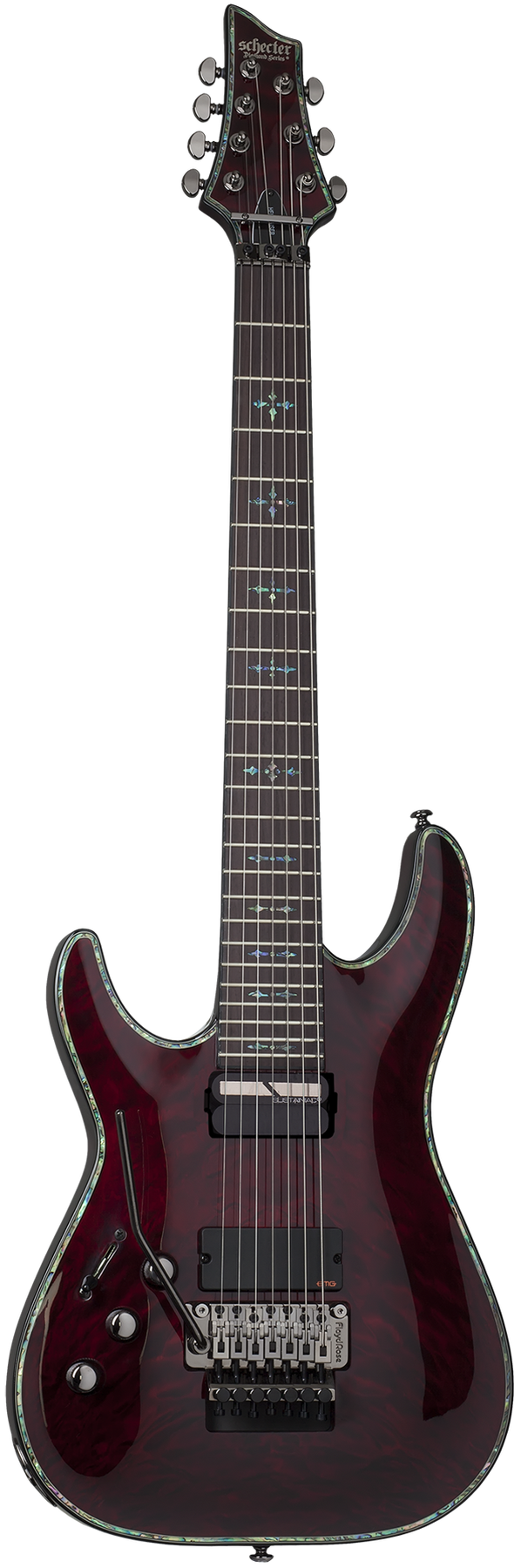 Schecter Hellraiser C-7 FR S left-handed electric guitar in Black Cherry