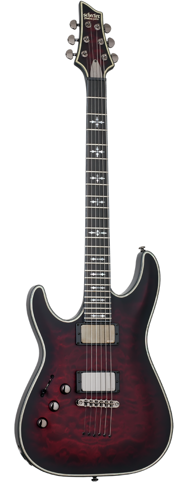 Schecter Hellraiser Extreme C-1 E left-handed electric guitar in Crimson Red Burst Satin (CRBS)