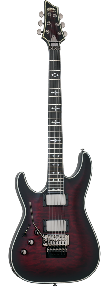 Schecter Hellraiser Extreme C-1 FR E left-handed electric guitar in Crimson Red Burst Satin (CRBS)