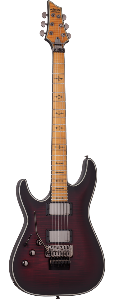 Schecter Hellraiser Extreme C-1 FR M left-handed electric guitar in Crimson Red Burst Satin (CRBS)