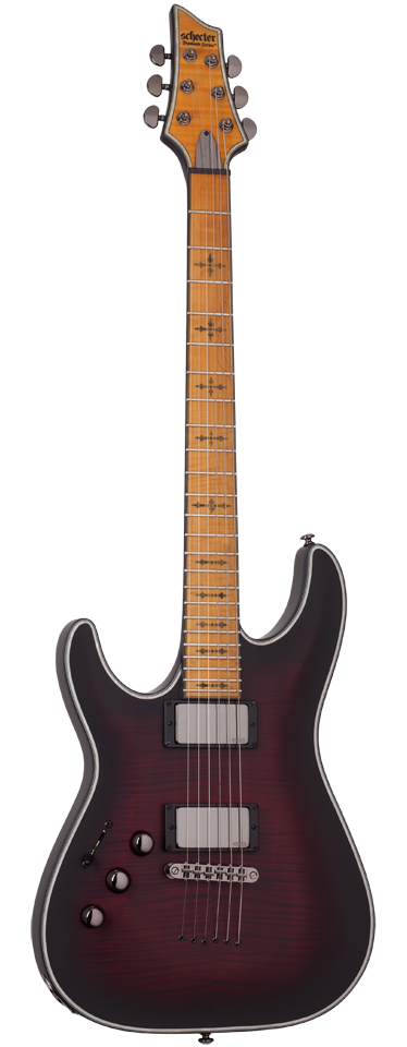 Schecter Hellraiser Extreme C-1 M left-handed electric guitar in Crimson Red Burst Satin (CRBS)