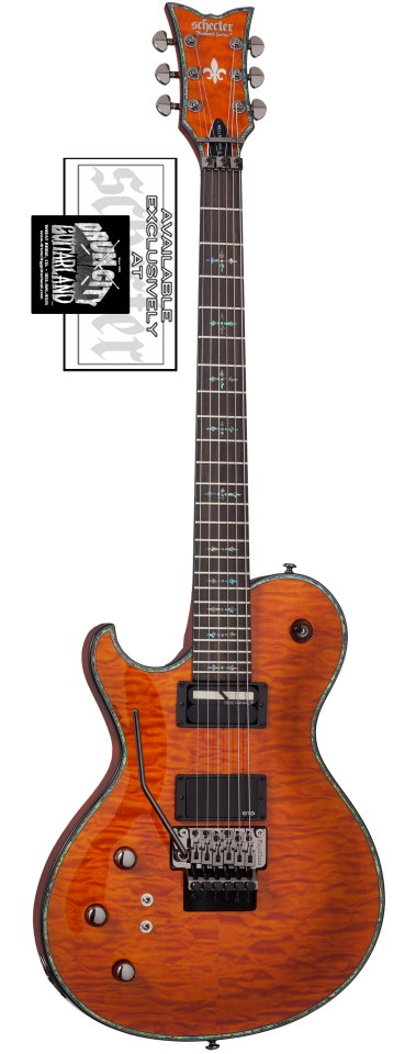 Schecter Hellraiser Solo-6 FR S left-handed electric guitar in Trans Orange (TO)