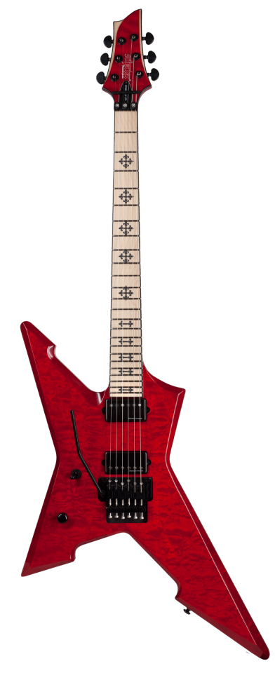 Schecter Jeff Loomis 'Cygnus' JLX-1 FR left-handed electric guitar in See-Thru Cherry (STC)