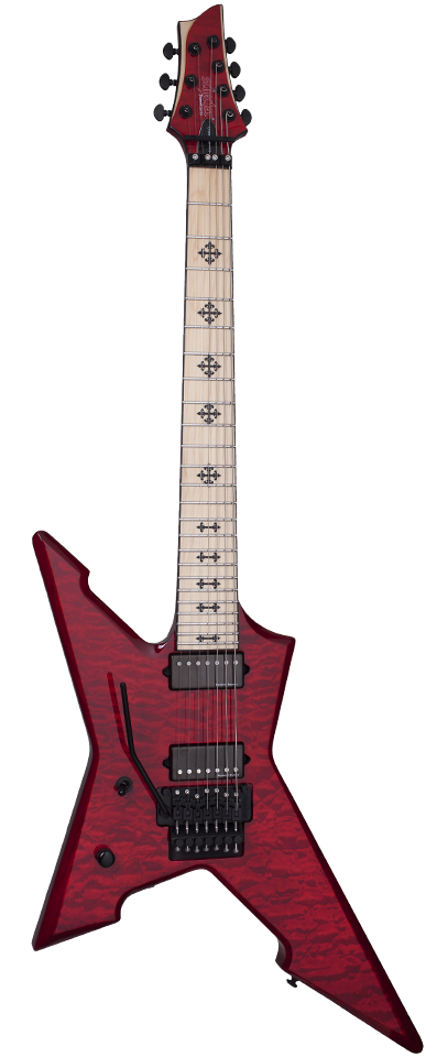 Schecter Jeff Loomis 'Cygnus' JLX-7 FR left-handed electric guitar in See-Thru Cherry (STC)