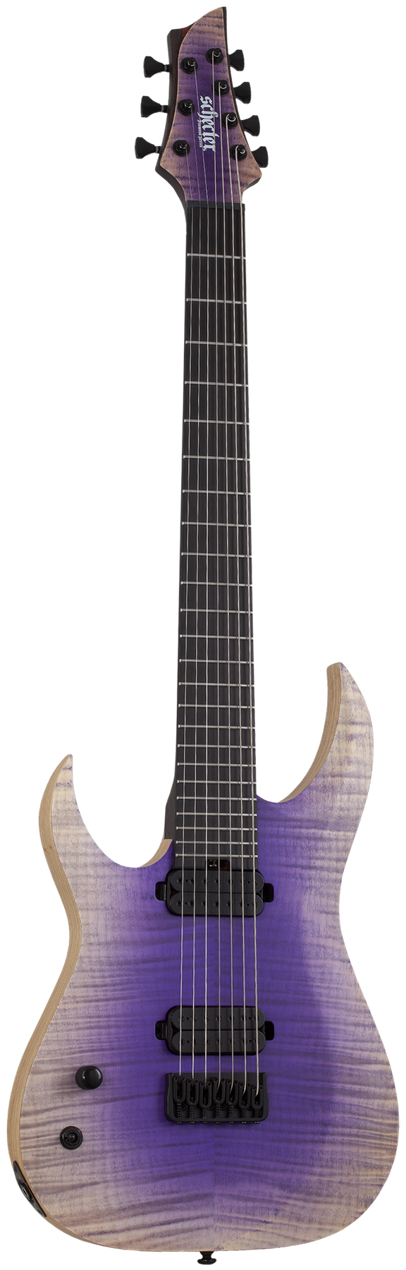 Schecter John Brown Tao-7 left-handed electric guitar in Ozone Burst