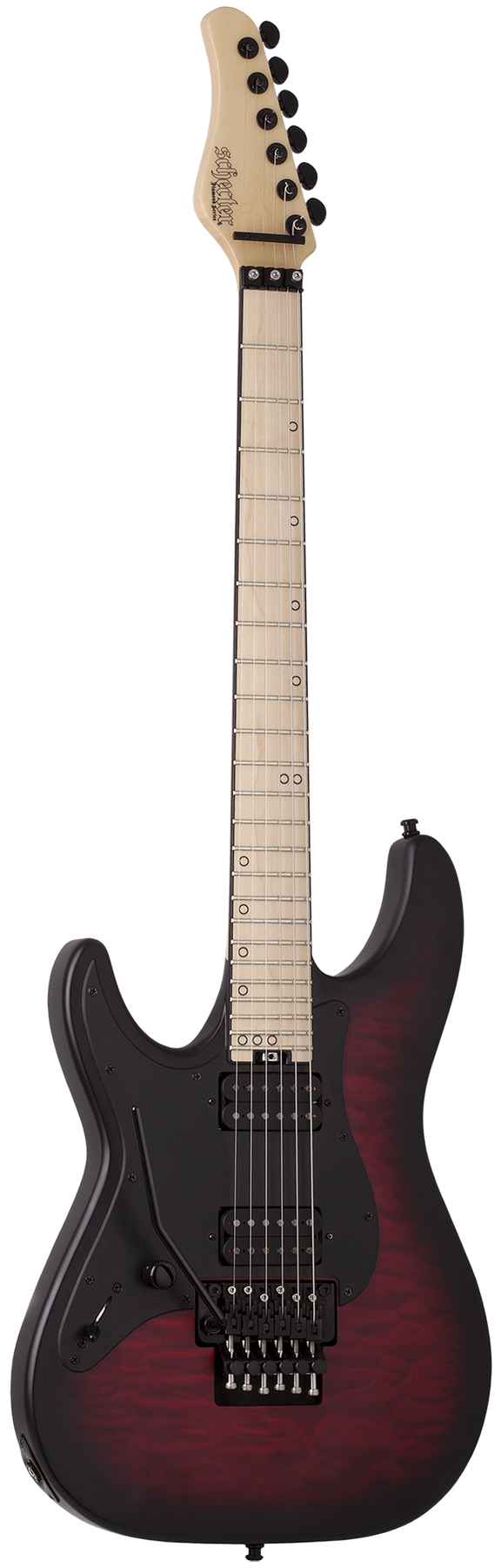 Schecter Miles Dimitri Baker-6 SVSS left-handed electric guitar in Crimson Red Burst Satin, front view