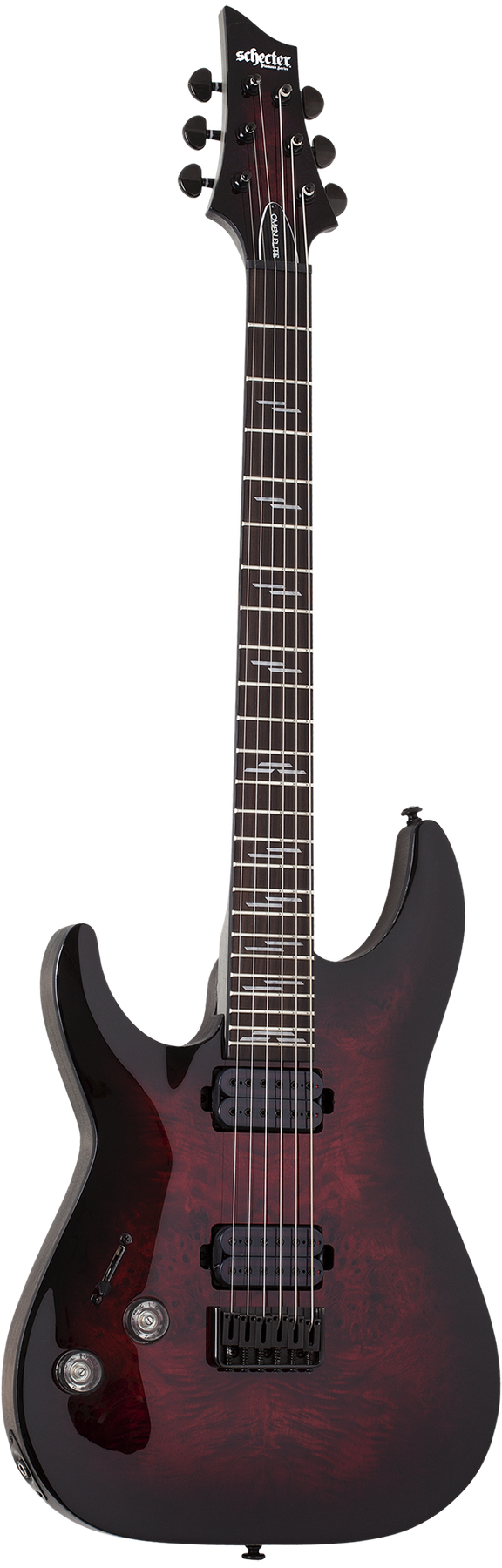 Schecter Omen Elite-6 left-handed electric guitar in Black Cherry Burst