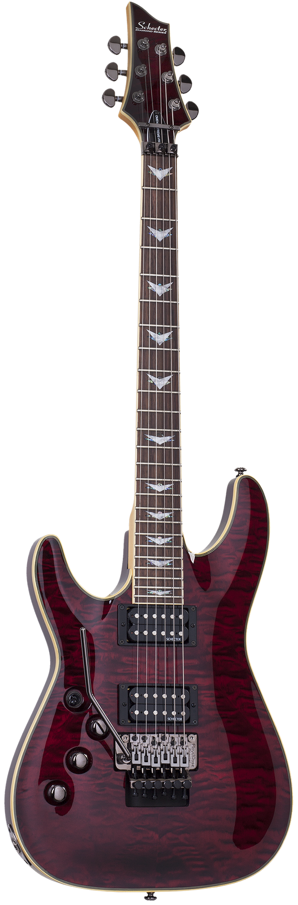 Schecter Omen Extreme-FR left-handed electric guitar in Black Cherry