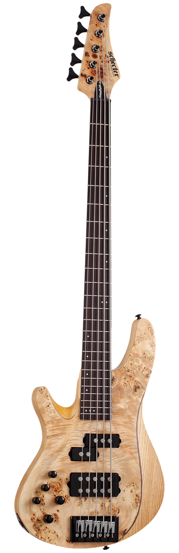 Schecter Reaper-5 LH left-handed electric bass in Natural Satin