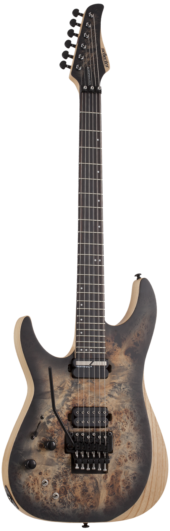 Schecter Reaper-6 FR S left-handed electric guitar in Satin Charcoal Burst