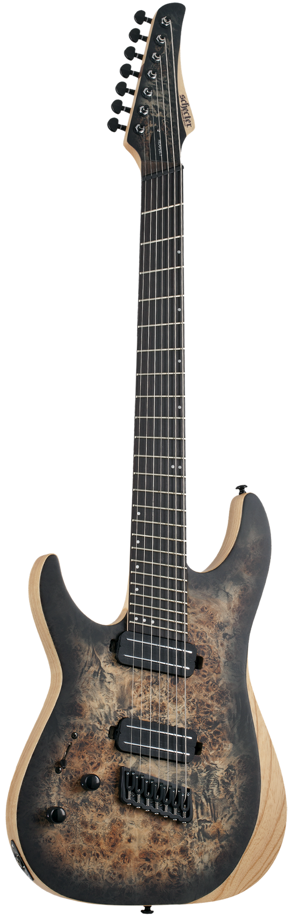 Schecter Reaper-7 Multiscale left-handed electric guitar in Satin Charcoal Burst