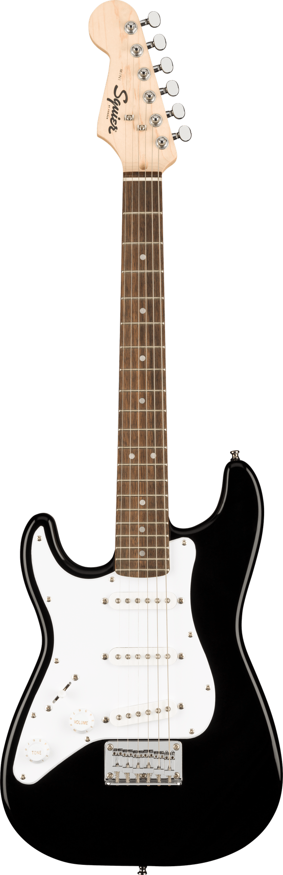Squier Mini Stratocaster® left-handed electric guitar in Black, front view
