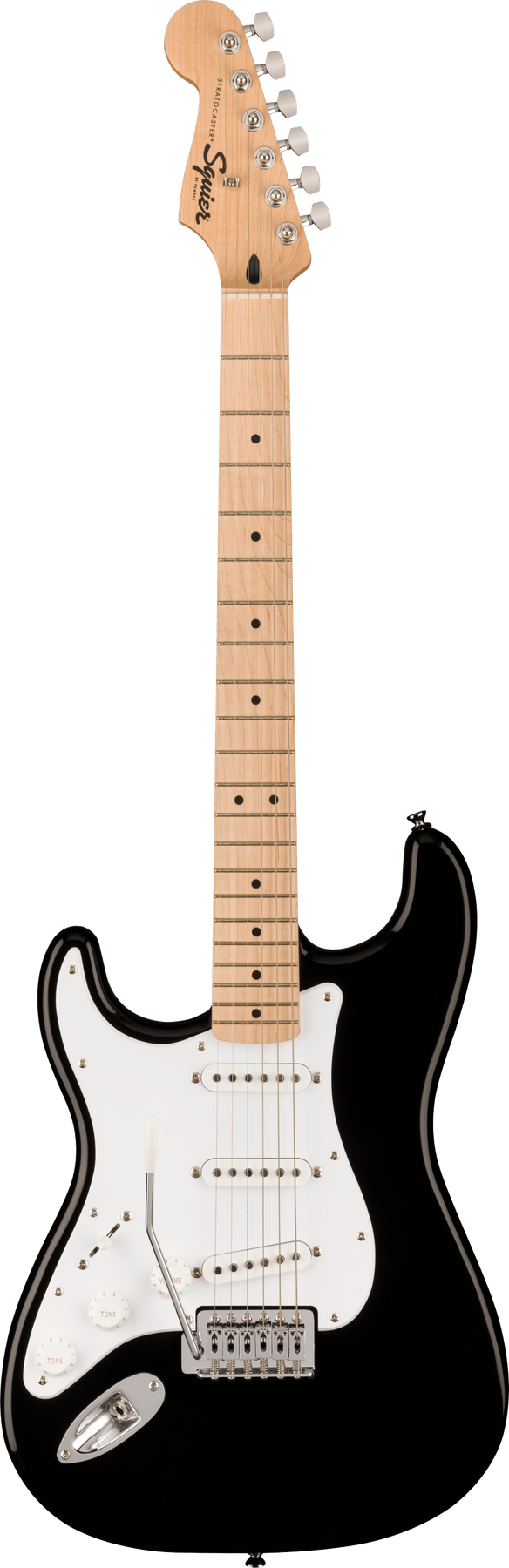 Squier Squier Sonic® Stratocaster® left-handed electric guitar in Black, front view