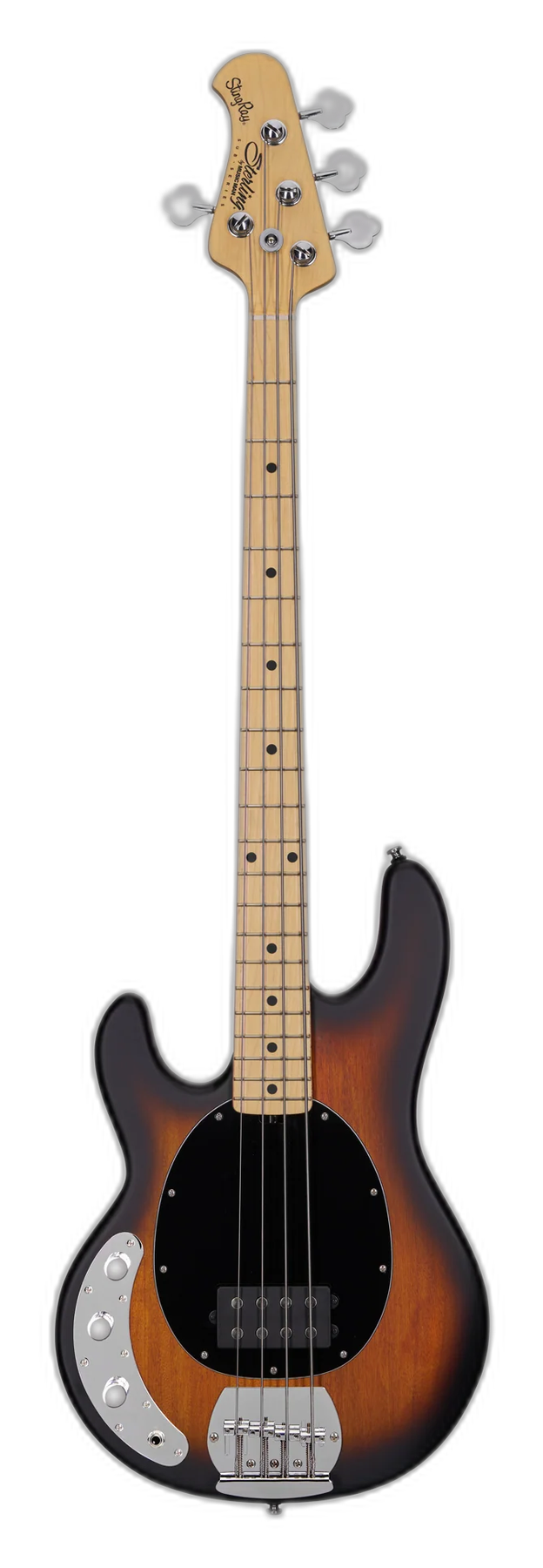 Sterling by Music Man StingRay RAY4 Left Handed left-handed electric bass in Vintage Sunburst Satin