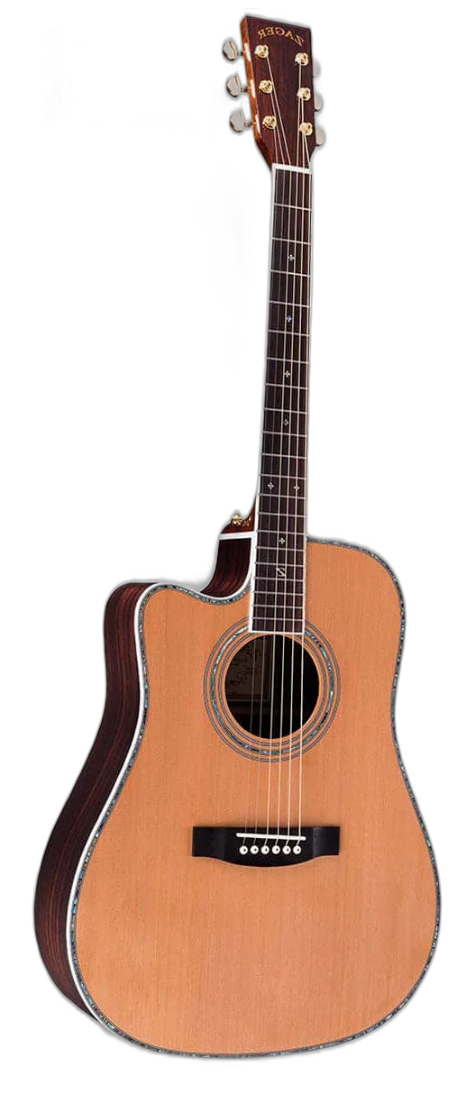 Zager ZAD80CE Cedar/Rosewood LH left-handed acoustic guitar in Natural, front view
