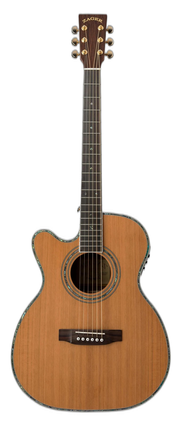 Zager ZAD80CE OM Cedar/Rosewood LH left-handed acoustic guitar in Natural, front view