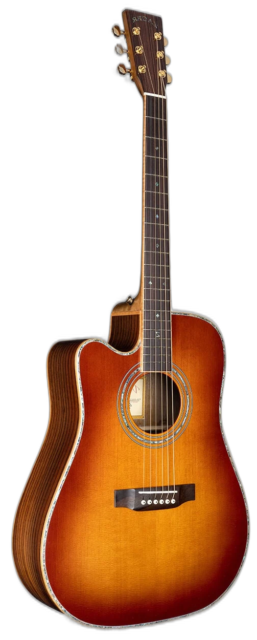 Zager ZAD900CE 50th Anniversary Tobacco Sunburst LH left-handed acoustic guitar in Tobacco Sunburst, front view